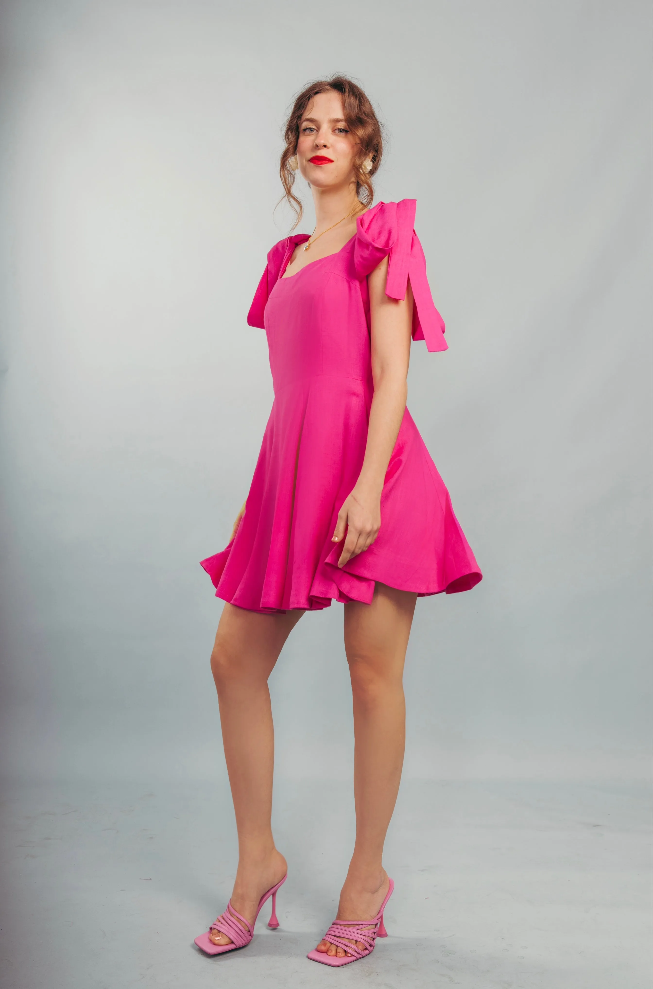 “Sunflower” dress in hot pink