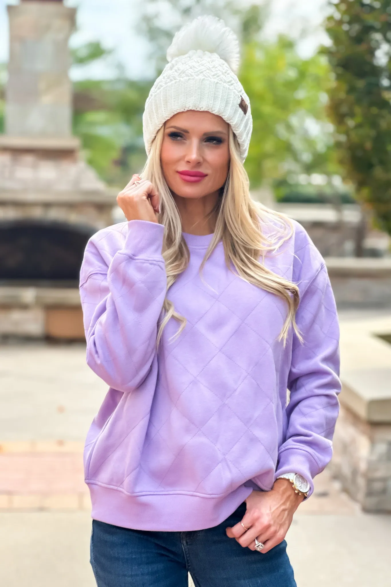 Sweet As You Are Quilted Fleece Top : Lavender