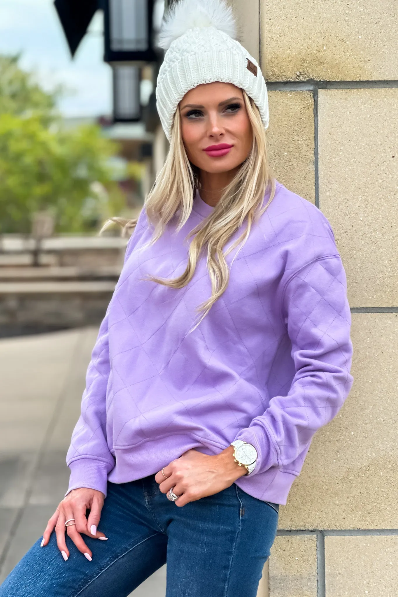 Sweet As You Are Quilted Fleece Top : Lavender