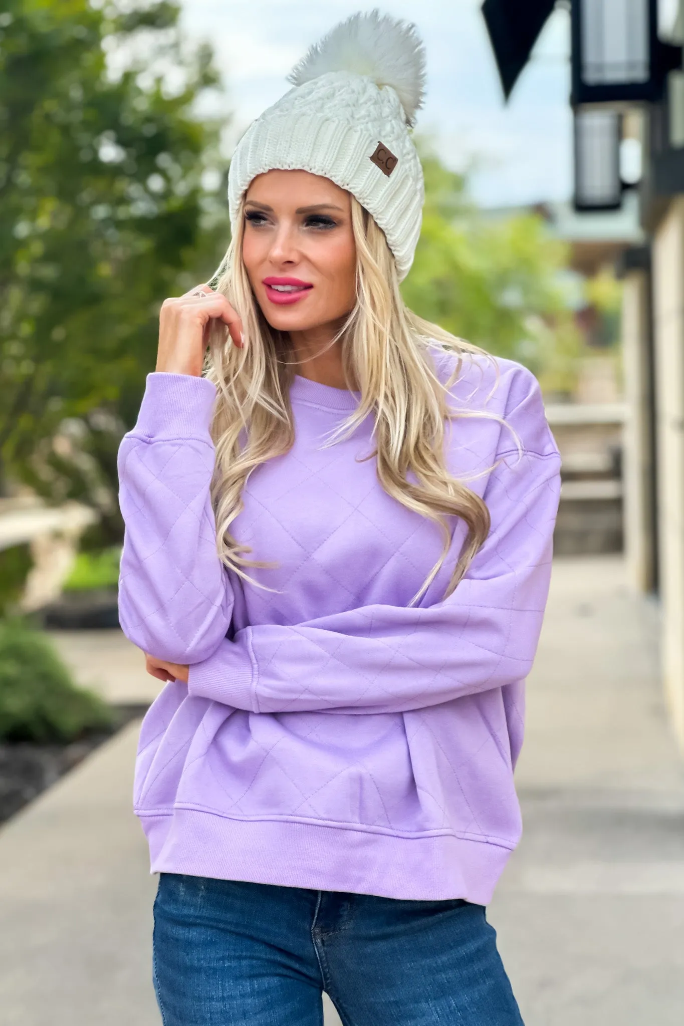 Sweet As You Are Quilted Fleece Top : Lavender