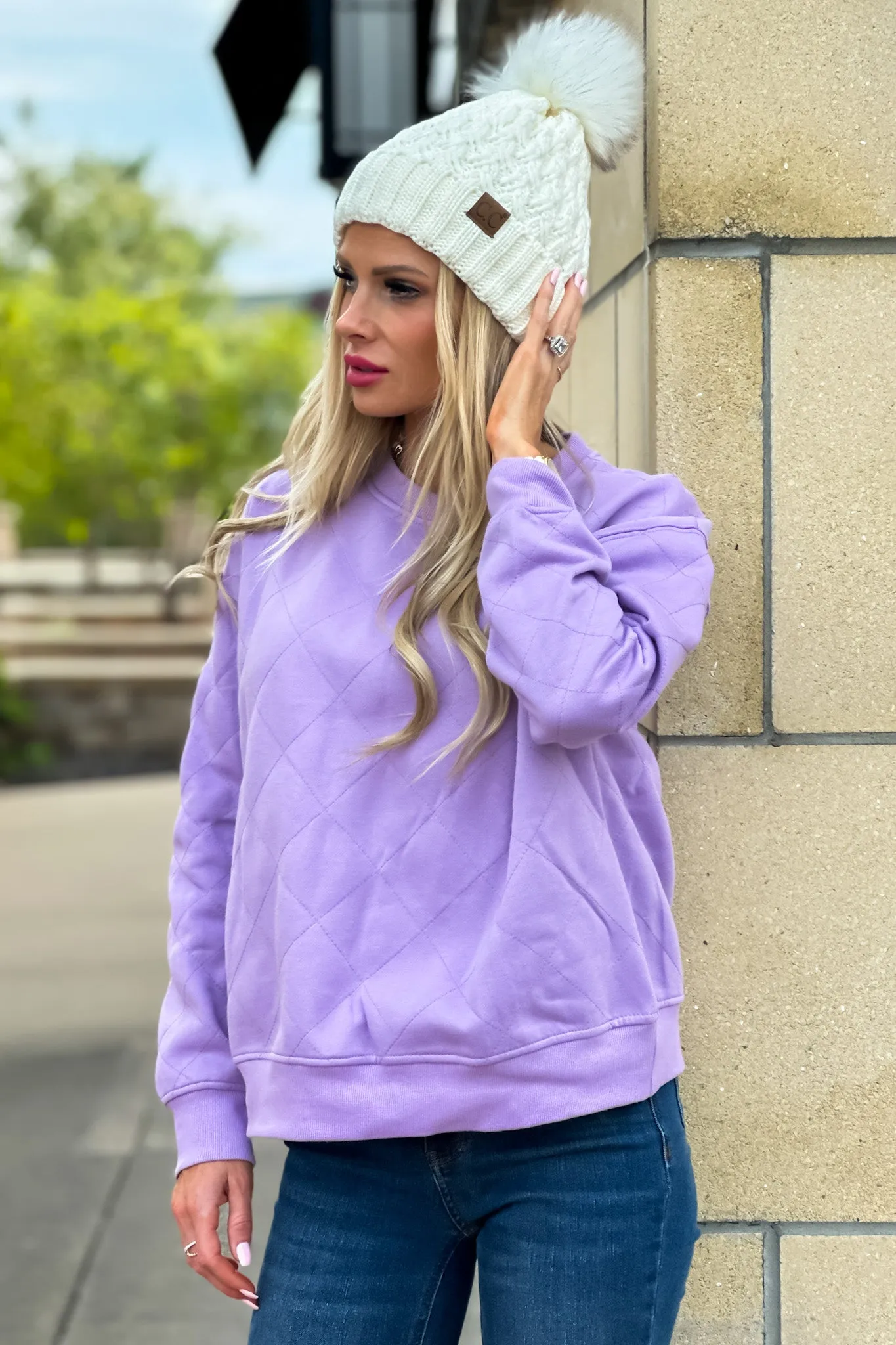 Sweet As You Are Quilted Fleece Top : Lavender