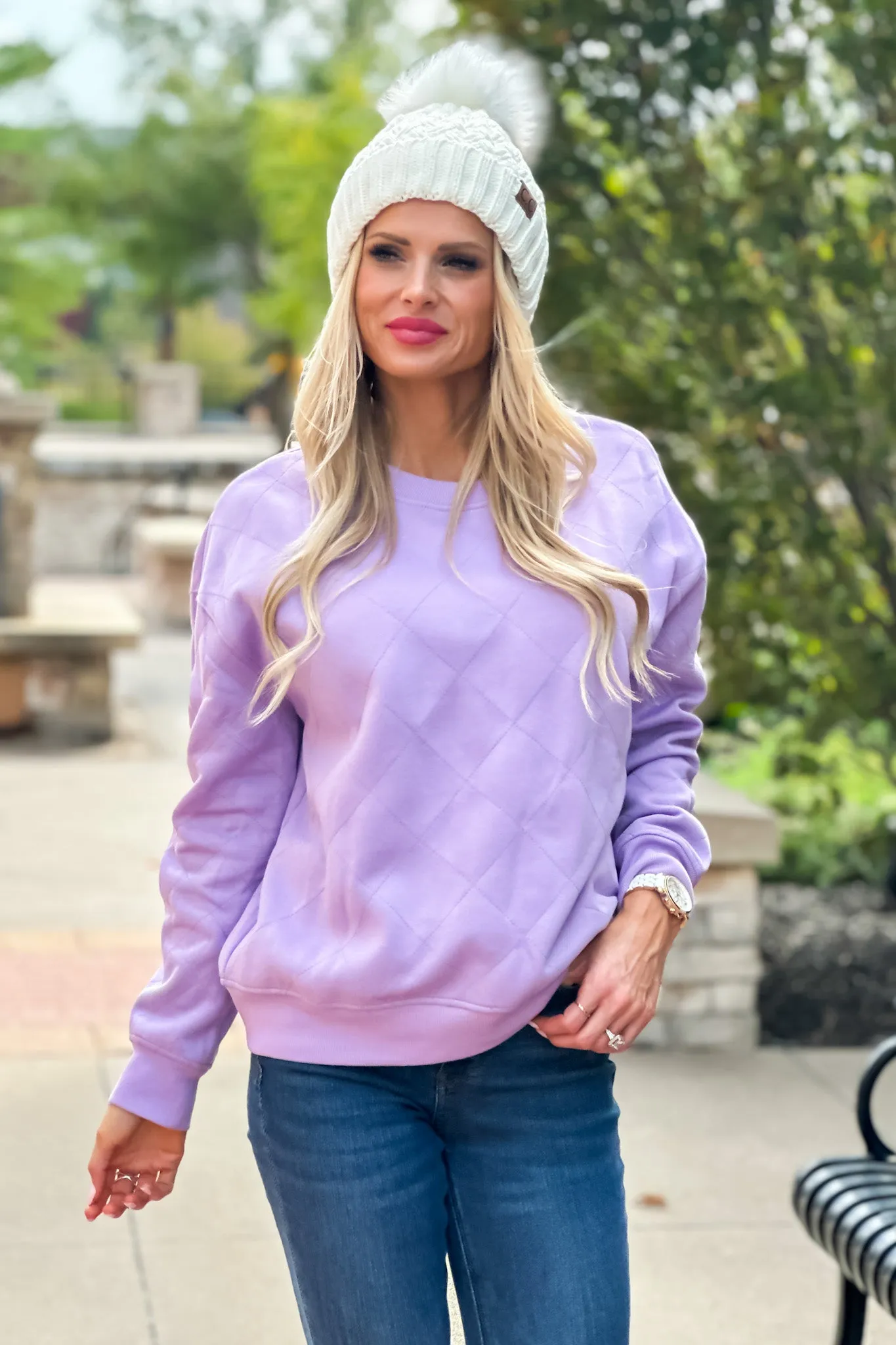 Sweet As You Are Quilted Fleece Top : Lavender