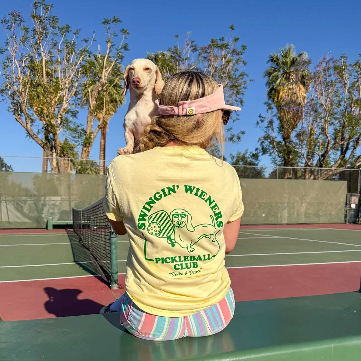 swingin’ wieners pickle ball unisex pocket tee | banana