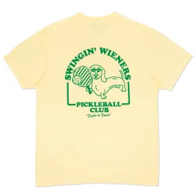 swingin’ wieners pickle ball unisex pocket tee | banana