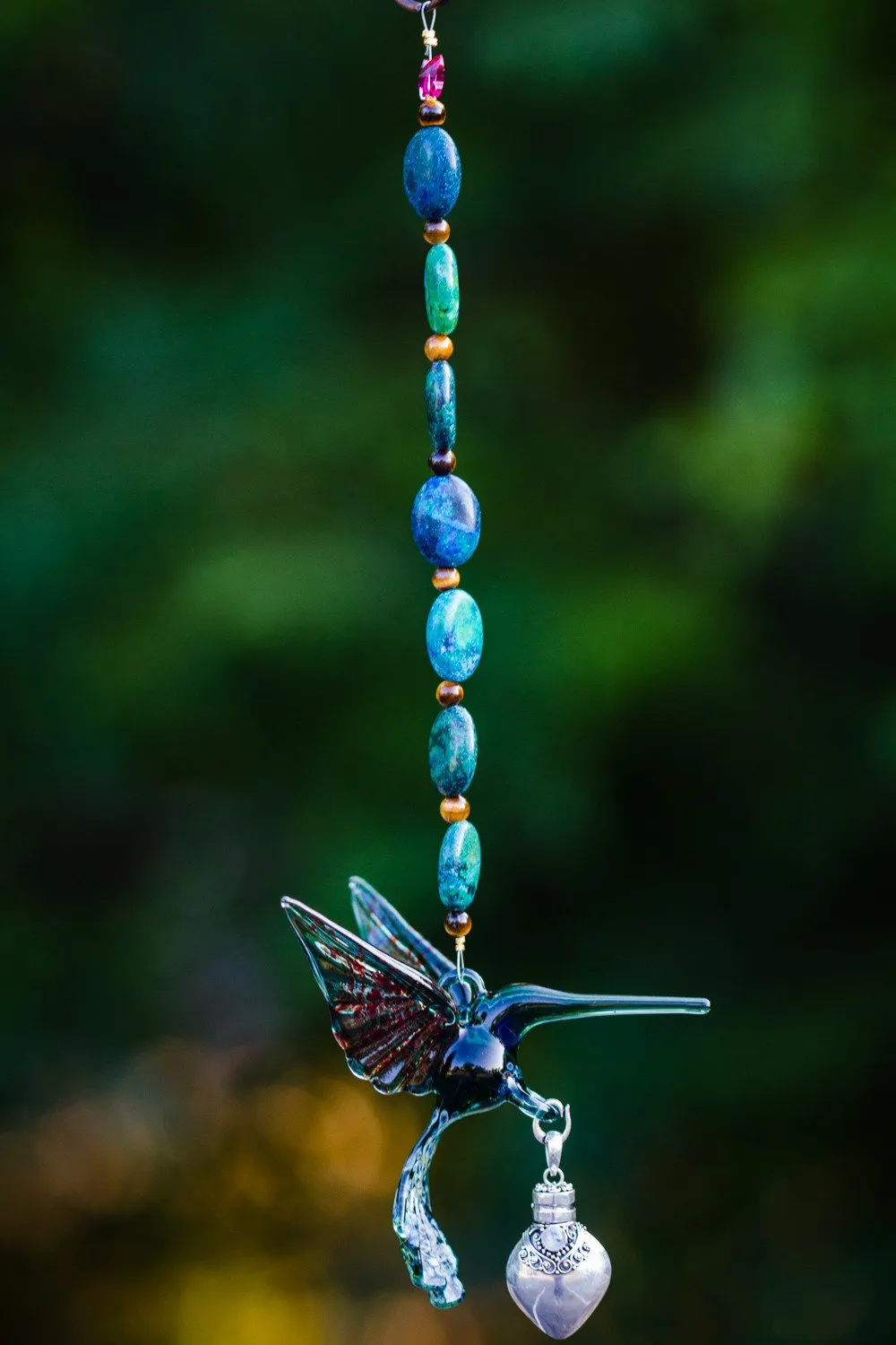 Teal Hummingbird with Keepsake Urn