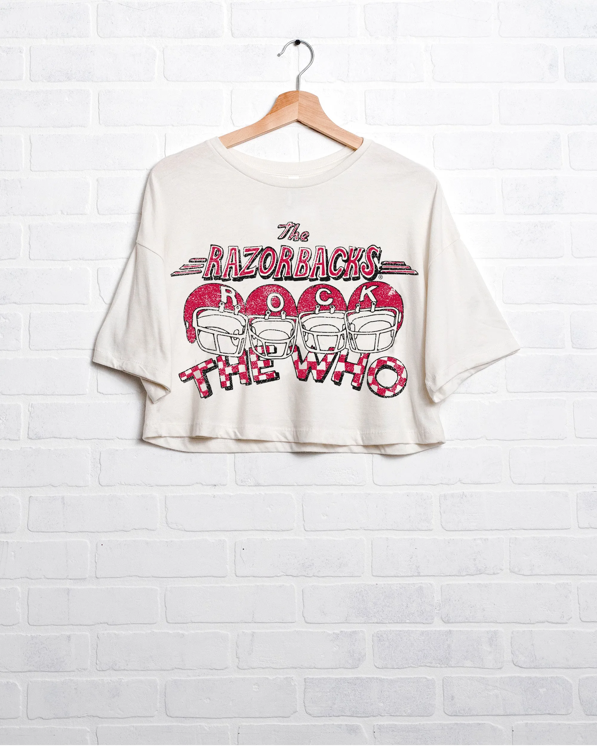 The Who Arkansas Razorbacks Rock White Cropped Tee