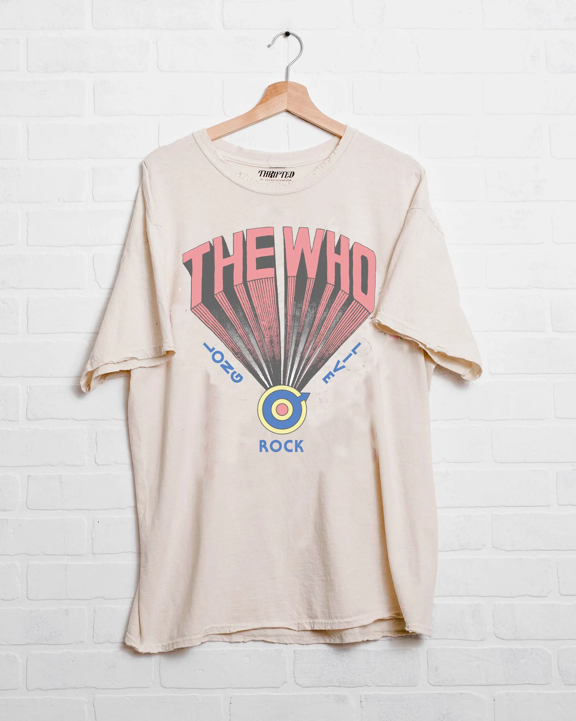 The Who Long Live Rock Off White Thrifted Distressed Tee