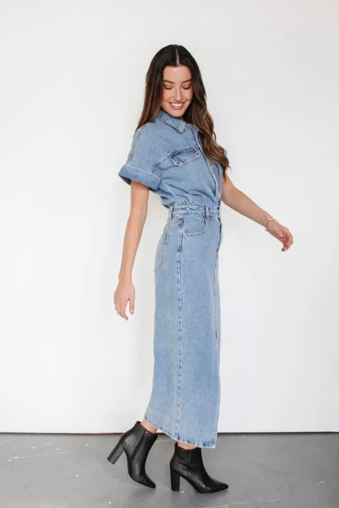 Urban Jungle Denim Maxi Dress