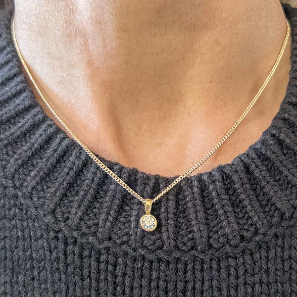 Vintage Diamond Solitaire Pendant Necklace