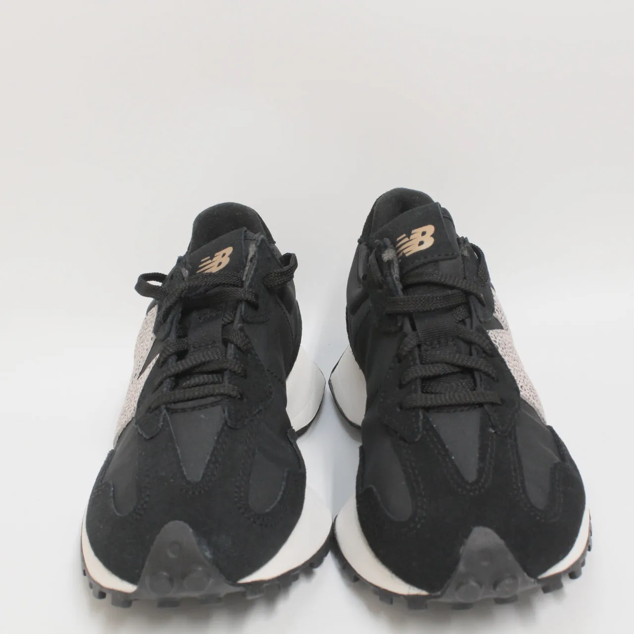 Womens New Balance 327 Black Leopard White Trainers