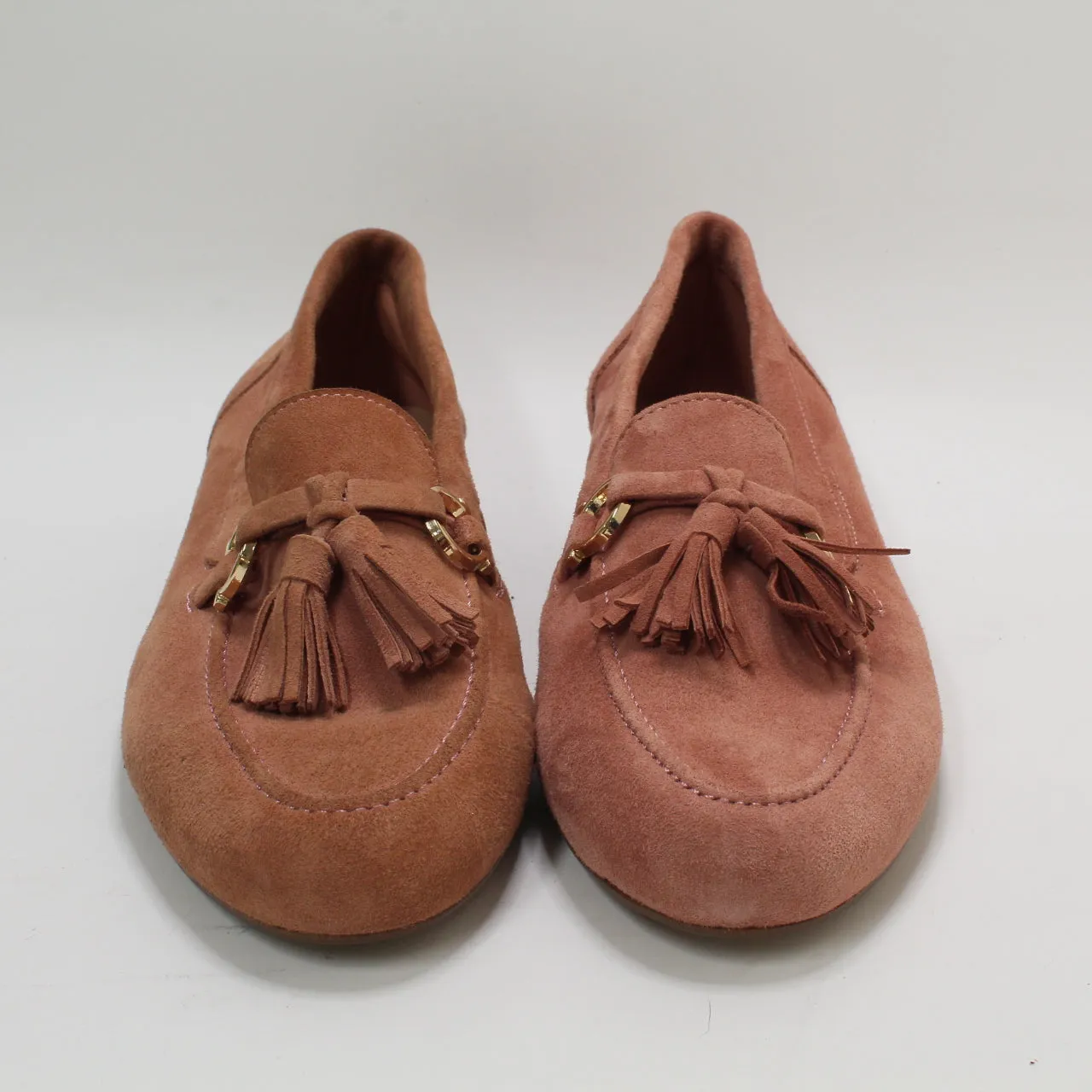 Womens Office Flock Suede Tassle Loafers Pink Suede Uk Size 5